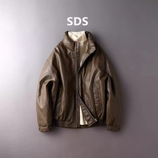 高端羽绒服男冬季2025新款加厚保暖痞帅宽松真皮立领机车皮衣外套