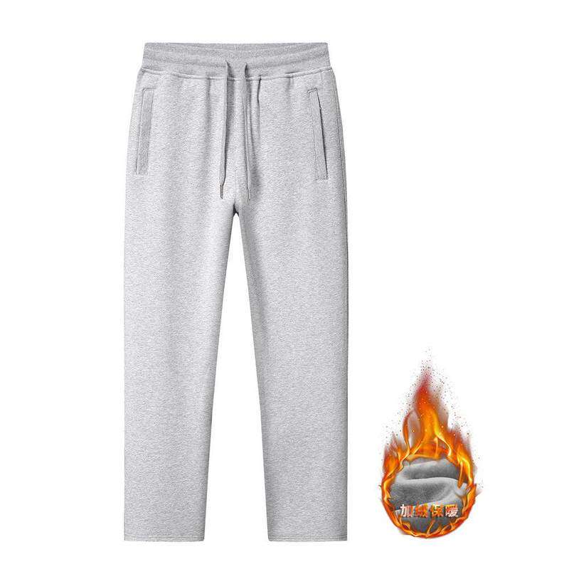 灰色运动裤男春秋纯棉休闲长裤男士直筒宽松卫裤冬季加厚加绒裤子