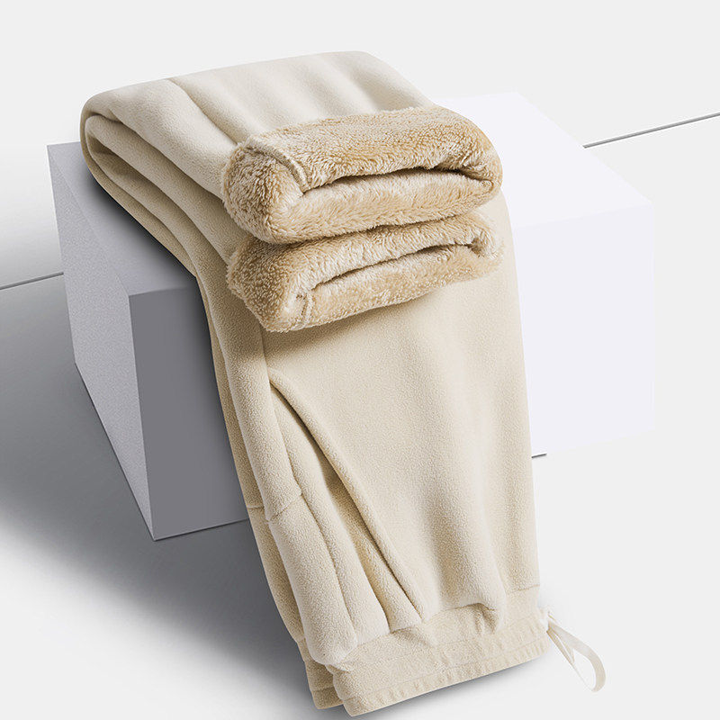 奥利绒裤子女冬季新款加绒加厚直筒休闲裤羊羔绒保暖裤抓绒运动裤