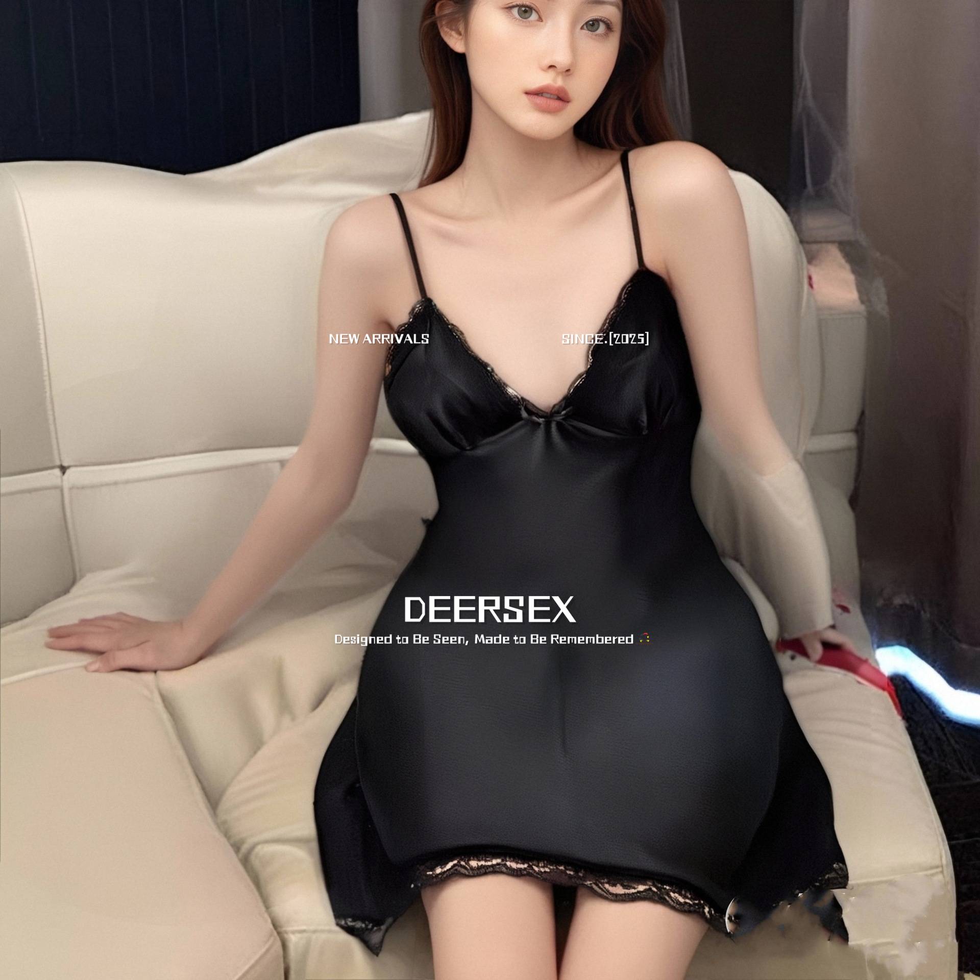 连云港卡玫雪纯风吊带蕾丝睡裙睡衣女款迷人新款花边蝴蝶结甜辣情