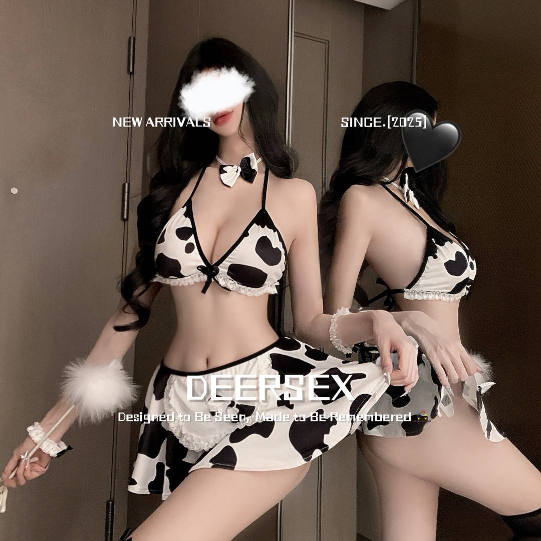 灌云内衣趣味可爱二次元奶牛女佣纯免脱三点衣床上比基尼纯套装女