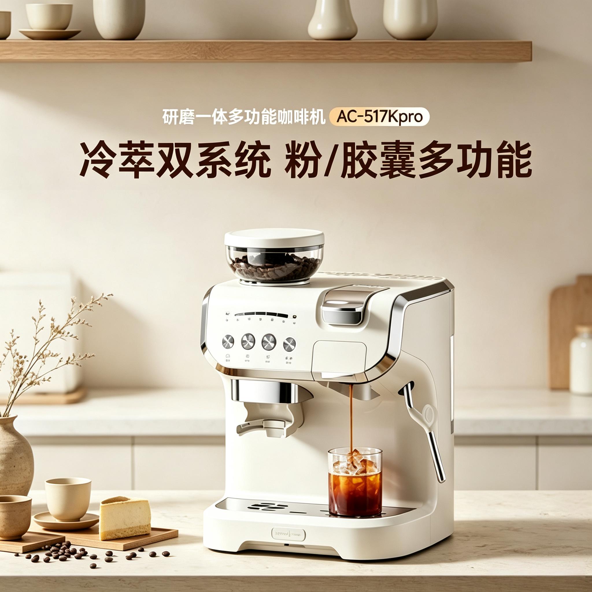 雪特朗胶囊咖啡机冷热萃研磨一体