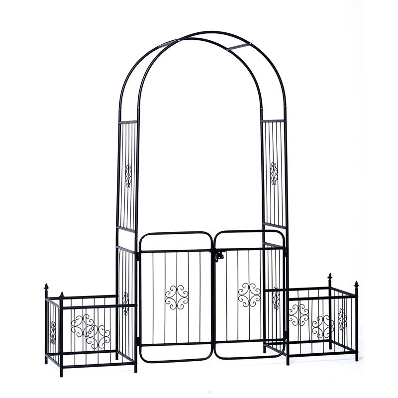 铁艺拱门攀爬支架落地花架花园隔断月季铁线莲爬藤架阳台拱形装饰