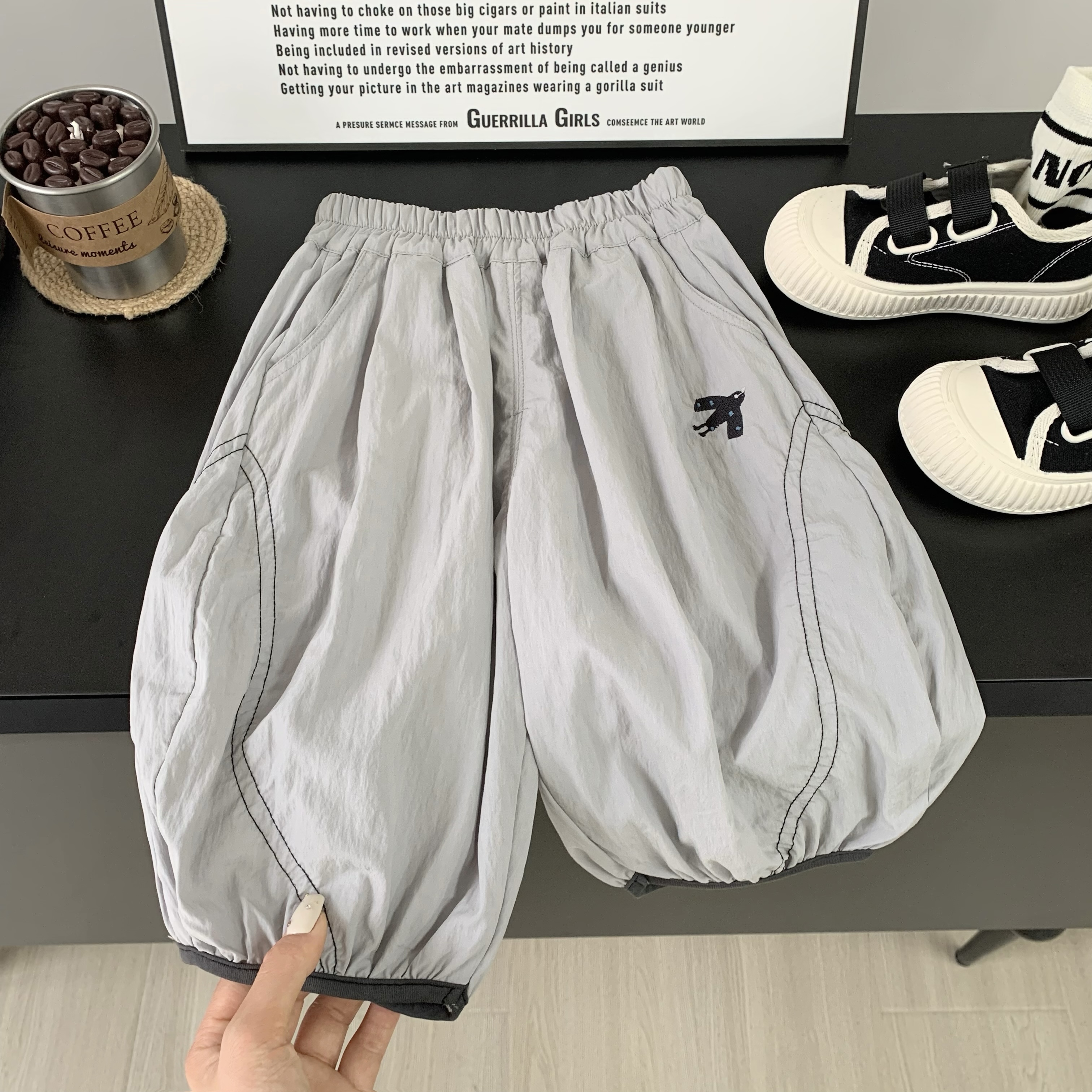 DS儿童休闲裤夏季新款男童裤子韩版拼接口袋刺绣裤CK148
