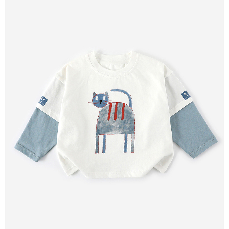 秋季新款中小童儿童时尚洋气小猫卫衣潮流风AS865