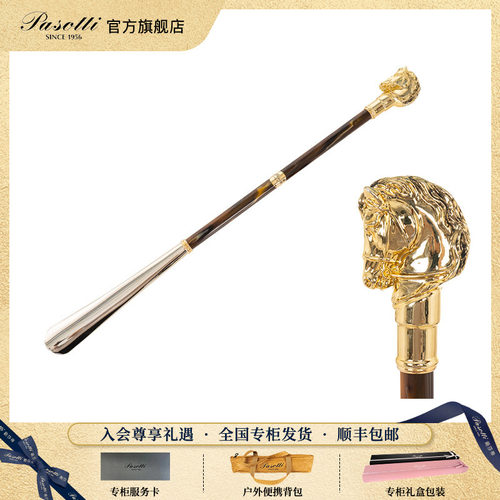 Pasotti镀金马头手柄握杆鞋提