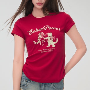 百搭显白显瘦女装 时尚 收腰正肩显瘦t恤 短袖 清醒力2025春夏新款