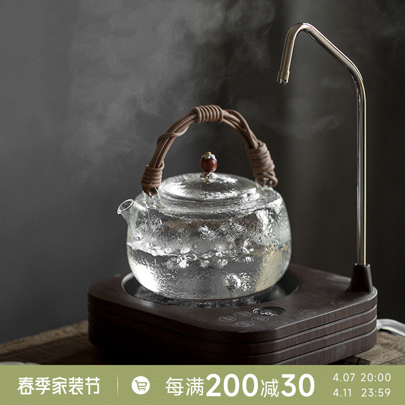ESSONIO日式电陶炉煮茶器家用耐热玻璃提梁茶壶加厚功夫茶具套装