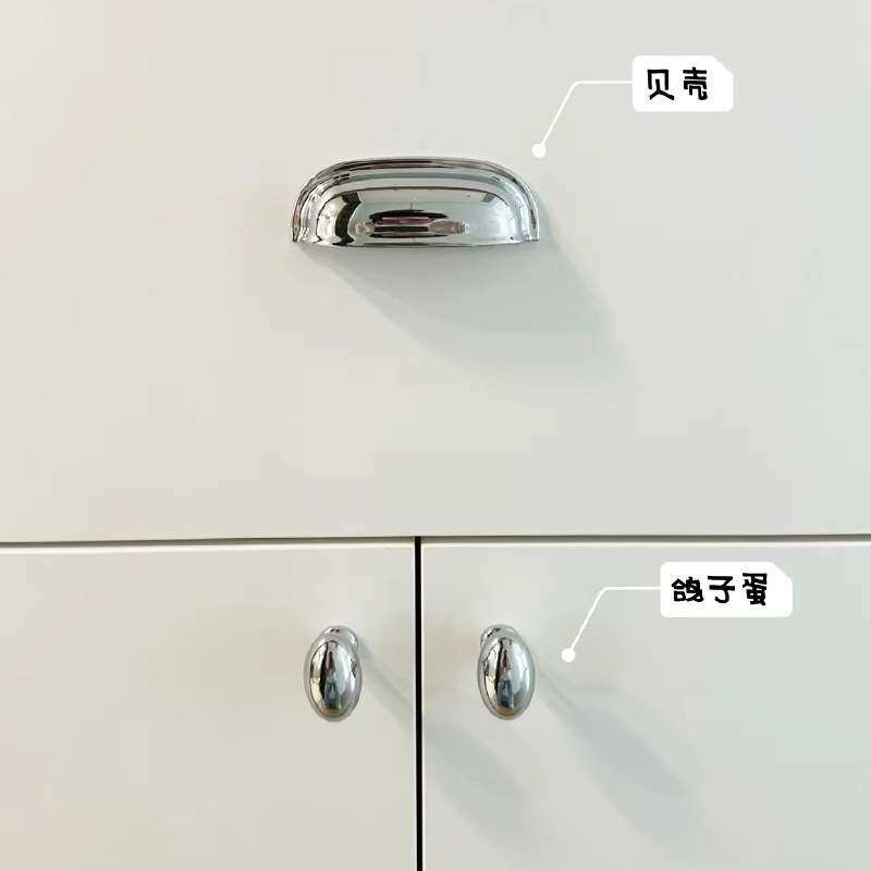 中古风黄铜拉手亮金色银色法式复古衣柜门单孔椭圆型鸽子蛋小拉手