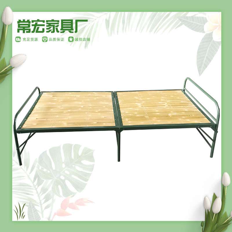 河北胜芳厂家单人折叠竹板竹条床免安装1米宽午休午睡床可折叠