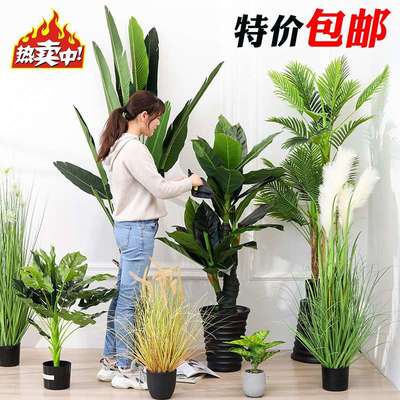 仿真树仿真绿植盆栽室内大型植物装饰假树摆件天堂鸟旅人蕉