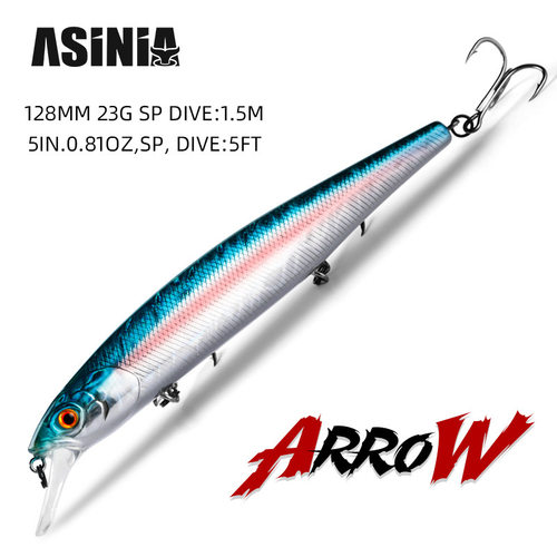 ASINIA路亚国产128mm远投米诺全水层仿真饵水库咸淡新品包邮