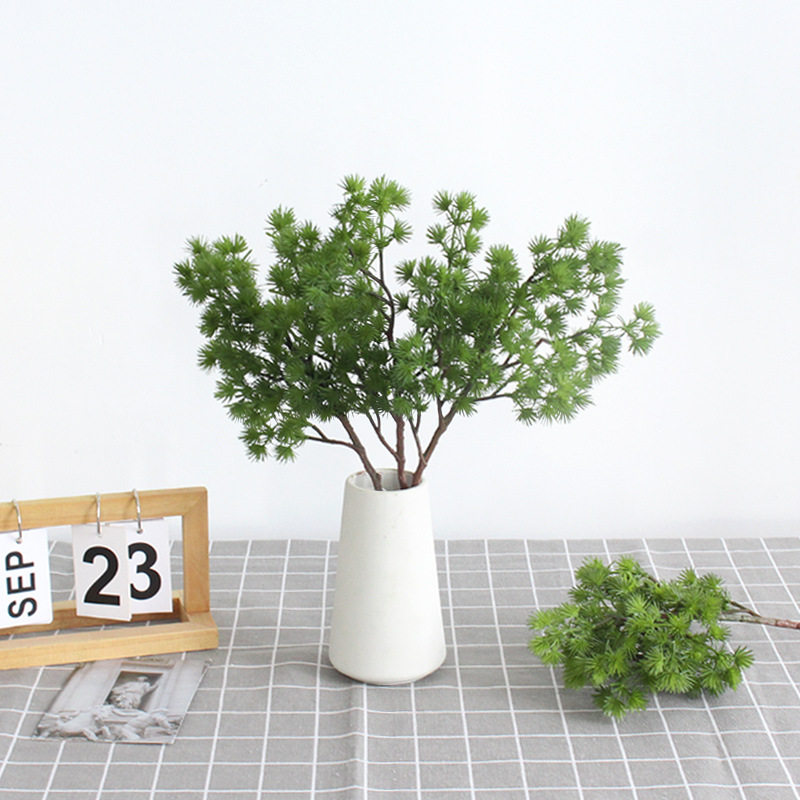 仿真小松柏枝植物家居室内小盆栽摆件造景小柏树树绿植仿生罗汉松图片