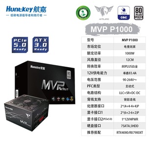 航嘉电源MVP K750额定750W GX650/750W 850W金牌全模组白色电源