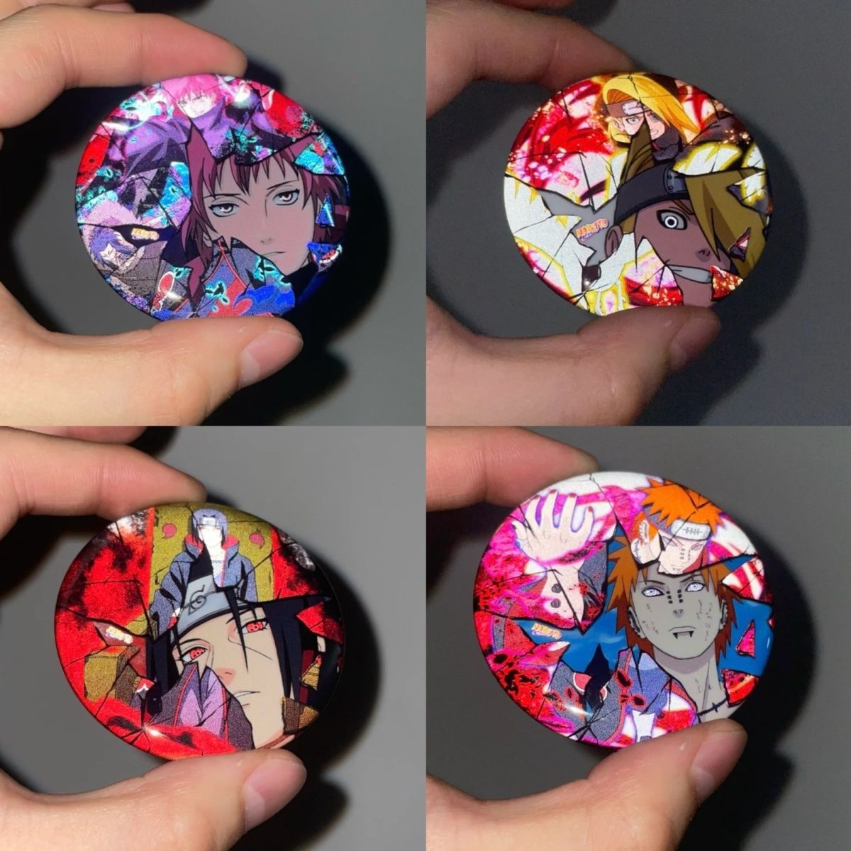 【全店满20包邮】火影忍者周边破碎系列迪达拉蝎佩恩鼬吧唧自制