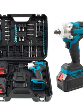 厂家定制蓝色无刷电动充电扳手多功能木工架子工电动风炮套筒工具