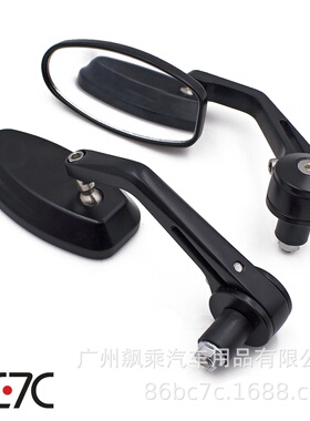 QC-M-114黑色白玻璃摩托车踏板车跑车电动车手把镜改装镜