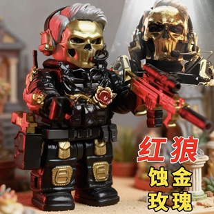 三角洲行动威龙凌霄戍卫蚀金玫瑰红皮模型拼装颗粒积木人仔玩具