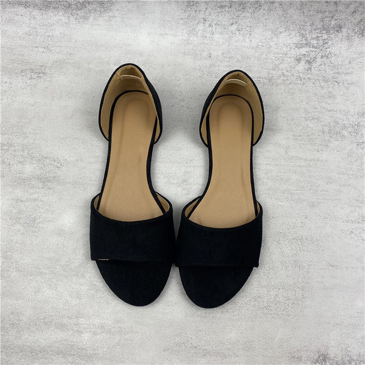 外贸大码2022新款一字型鱼嘴平底单鞋中空露趾百搭软底大码女凉鞋,女鞋,时装凉鞋,淘宝优惠券,粉丝福利购,淘宝优惠卷