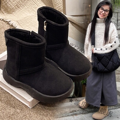 儿童雪地靴羊羔毛保暖大棉靴冬季