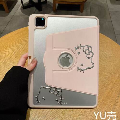diy可爱浮雕360度旋转亚克力适用苹果ipad11代保护套ipd7/8/9笔槽10.2寸9.7防摔air456软边Pro11硬壳10代10.9