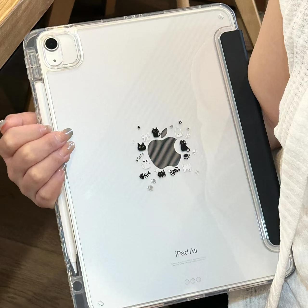 新款黑猫贴纸air6ipad保护套air5保护壳pro2024透明pro11寸mini6防摔ipad10适用于苹果ipad10.2亚克力