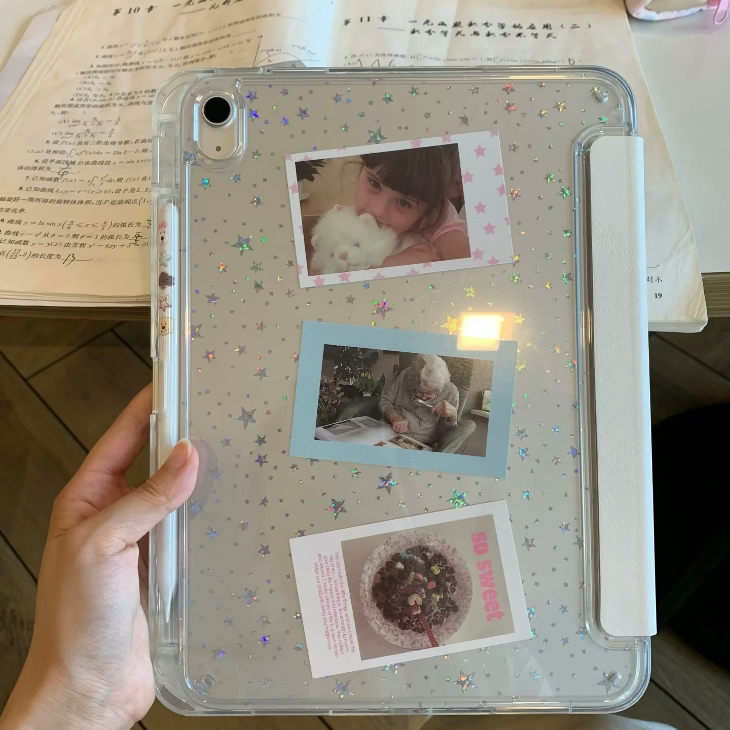 新款ipad11韩系拍立得手账卡片高透3+Y折平板壳适用苹果AIR7/6/5星星背卡pro11英寸mini可横竖屏10.2亚克力