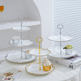 高颜值果盘家用客厅茶几摆放零食盘糖果盘轻奢多层水果盘装饰摆件