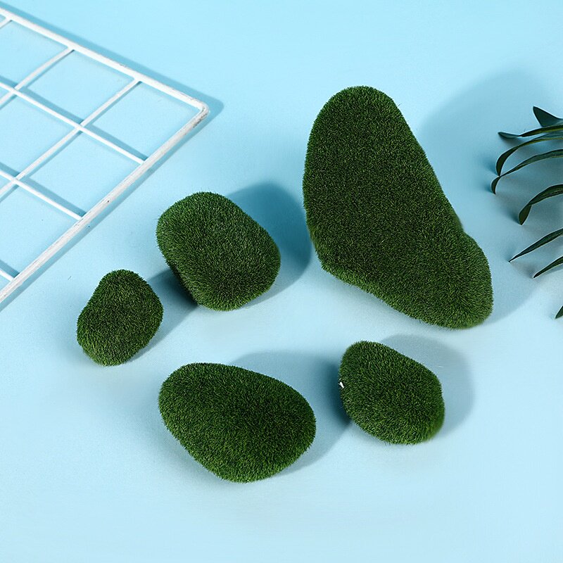 个性鱼缸青苔石造景装饰摆件水族箱彩石树脂工艺装饰品五件套