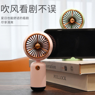 现代简约电镀网罩上班族手持小巧便携口袋风扇可桌面