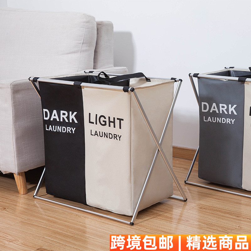 新款脏衣篮铝架组装可折叠收纳桶方形牛津布家居脏衣篓洗衣筐