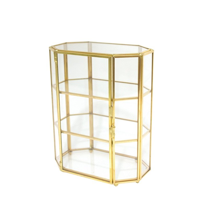 欧美复古玻璃手饰盒戒指手表耳环三层格子收纳服装店饰品展示架