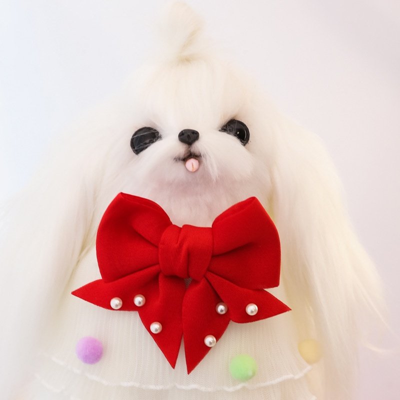 宠物项圈小猫咪狗口水巾饰品蕾丝珍珠蝴蝶结新年婚礼红色围脖毛球,宠物/宠物食品及用品,发饰/头饰,淘宝优惠券,粉丝福利购,淘宝优惠卷