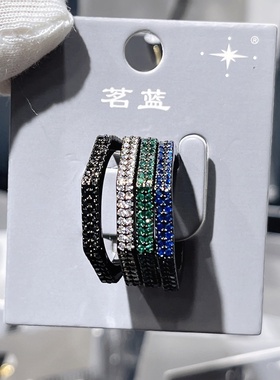 铜微镶锆石真金保色电镀戒指创意四合一开口可调节戒指