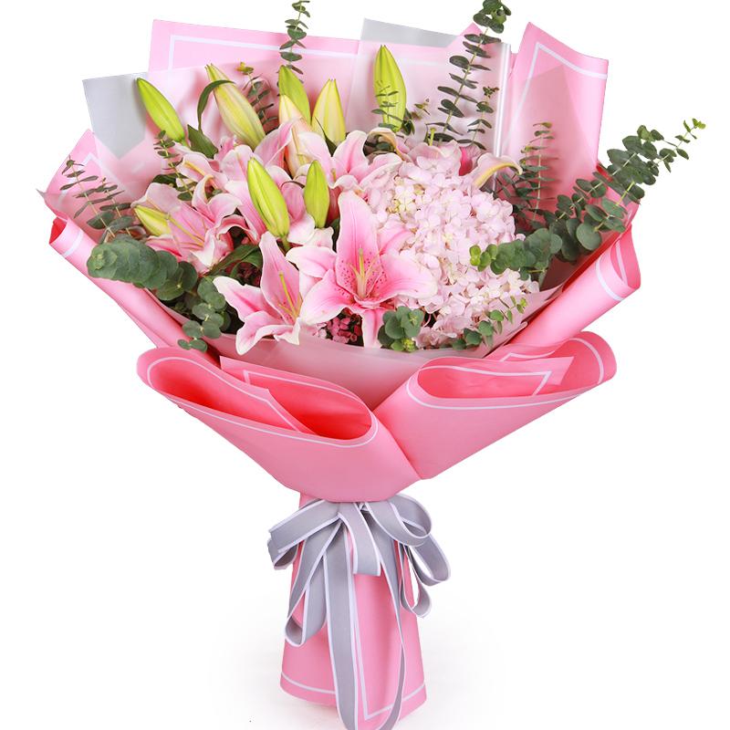 日本新款百合花束玫瑰花鲜花速递北京同城上海深圳广州西安成都合