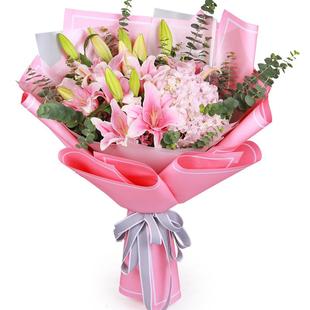 日本新款 百合花束玫瑰花鲜花速递北京同城上海深圳广州西安成都合