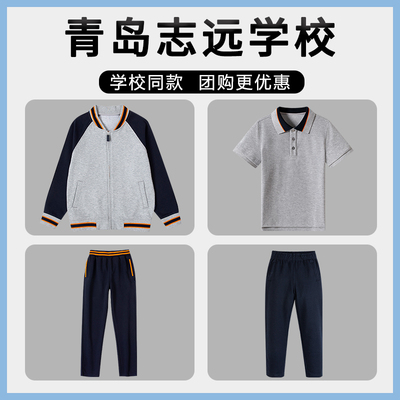青岛志远学校校徽校服英伦学生运动短袖T恤