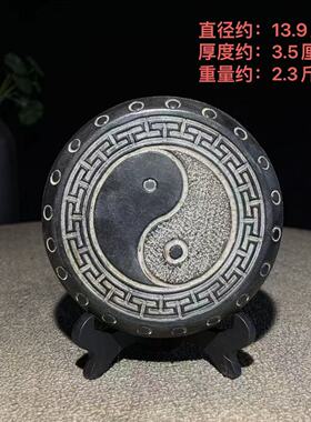 天然青石雕刻八卦石鼓复古底座茶桌摆件壶座玄关庭院室内装饰摆件