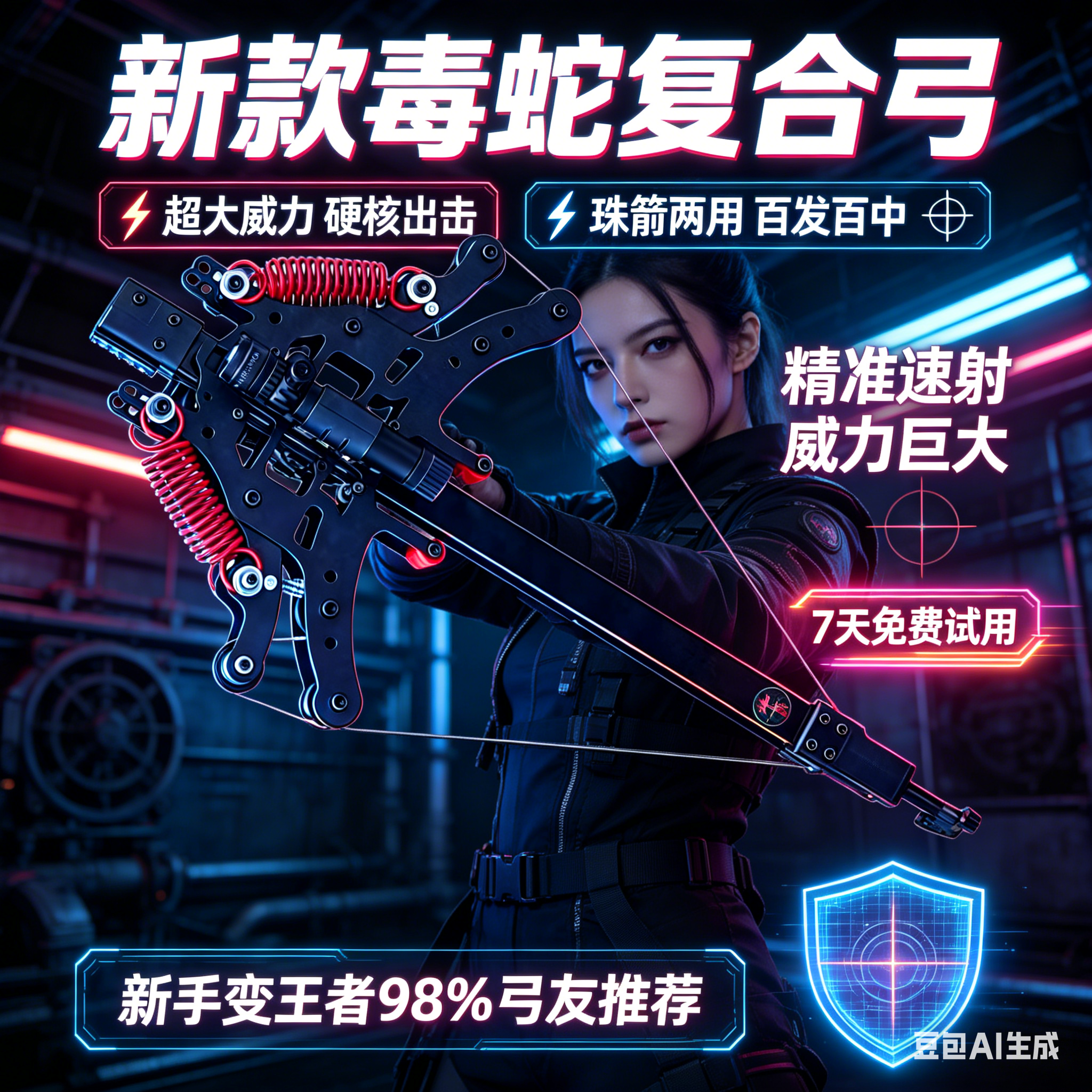 钢珠用小型复合弓高精度弹弓射程远专业专用弹弓黑科技40连发弹弓