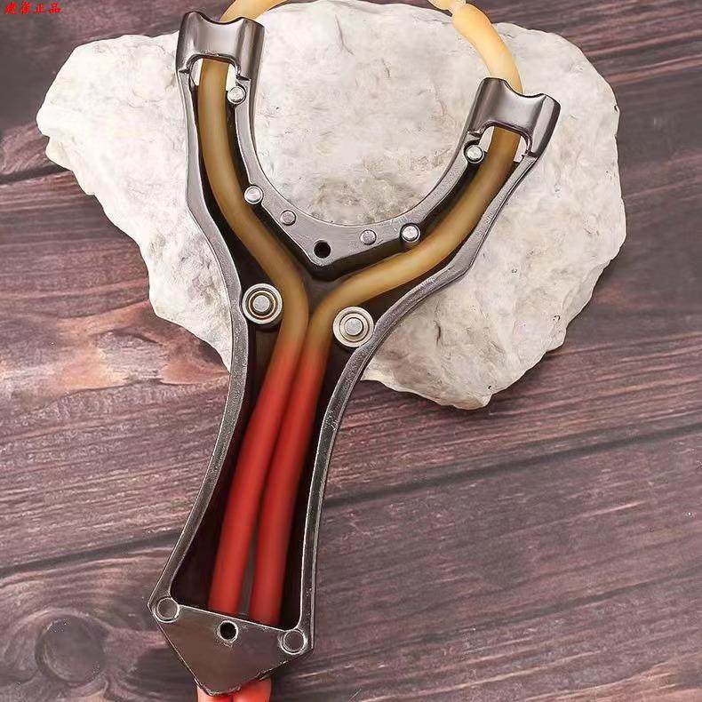 天罡滑轮弹弓航空铝材质内置轴承大威力圆皮筋成年人专用飞镖射鱼