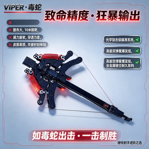 新款枪式斑鸠王子钢珠两用弓加强版毒蛇两用复合弓金属弹弓高精度