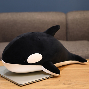 新款 可爱红虎鲸毛绒玩具公仔鱼玩偶女生睡觉长条抱枕黑色海豚儿童