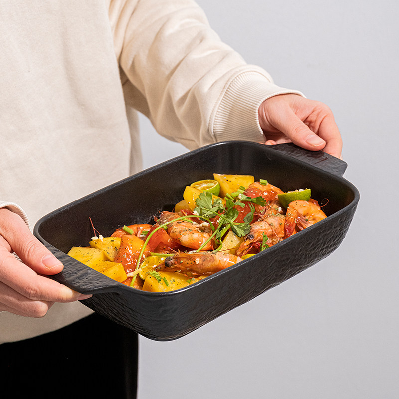 烤盘烤箱用创意石纹双耳盘微波炉盘子陶瓷家用电烤箱烤盘烘焙烤碗,餐饮具,盘,淘宝优惠券,粉丝福利购,淘宝优惠卷