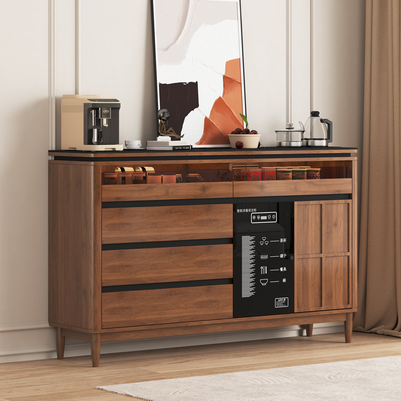 实木胡桃木色茶水柜带煮茶烧水壶一体消毒柜餐边柜靠墙矮储物柜子,住宅家具,餐边柜,淘宝优惠券,粉丝福利购,淘宝优惠卷