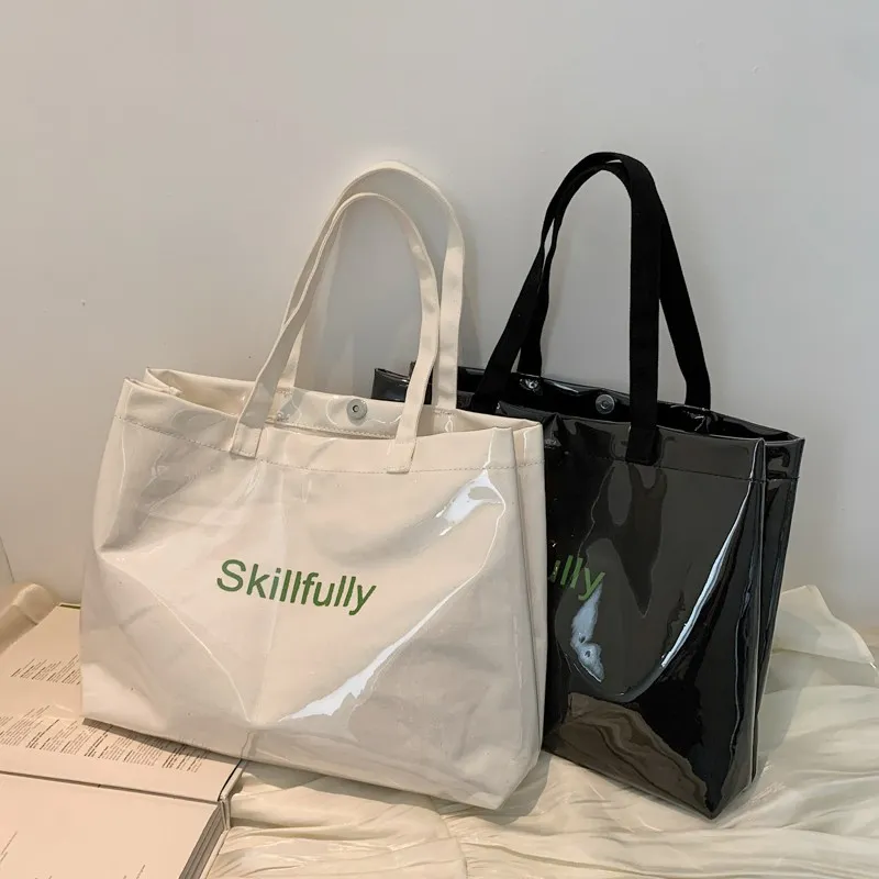 新店福利2025夏季简约大容量托特包包女流行果冻透明包ins时尚帆