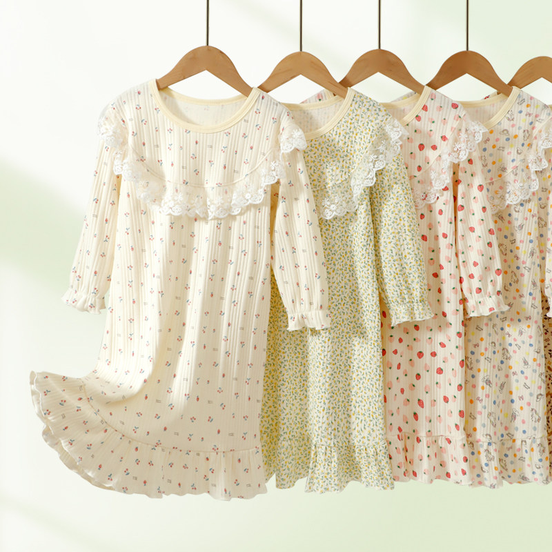 女童睡裙夏季长袖新款公主风纯棉女孩家居服睡袍全棉a类儿童睡衣,童装/婴儿装/亲子装,家居裙/睡裙,淘宝优惠券,粉丝福利购,淘宝优惠卷