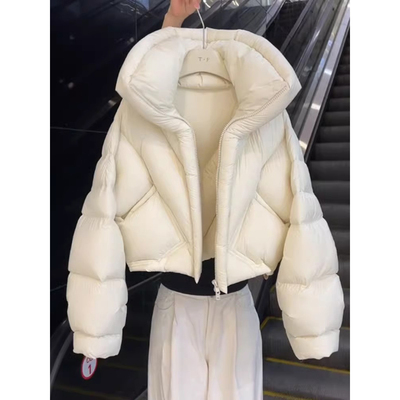 白色棉服女2024冬季加厚保暖