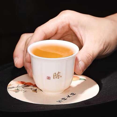 功夫茶杯羊脂玉免费定制姓氏