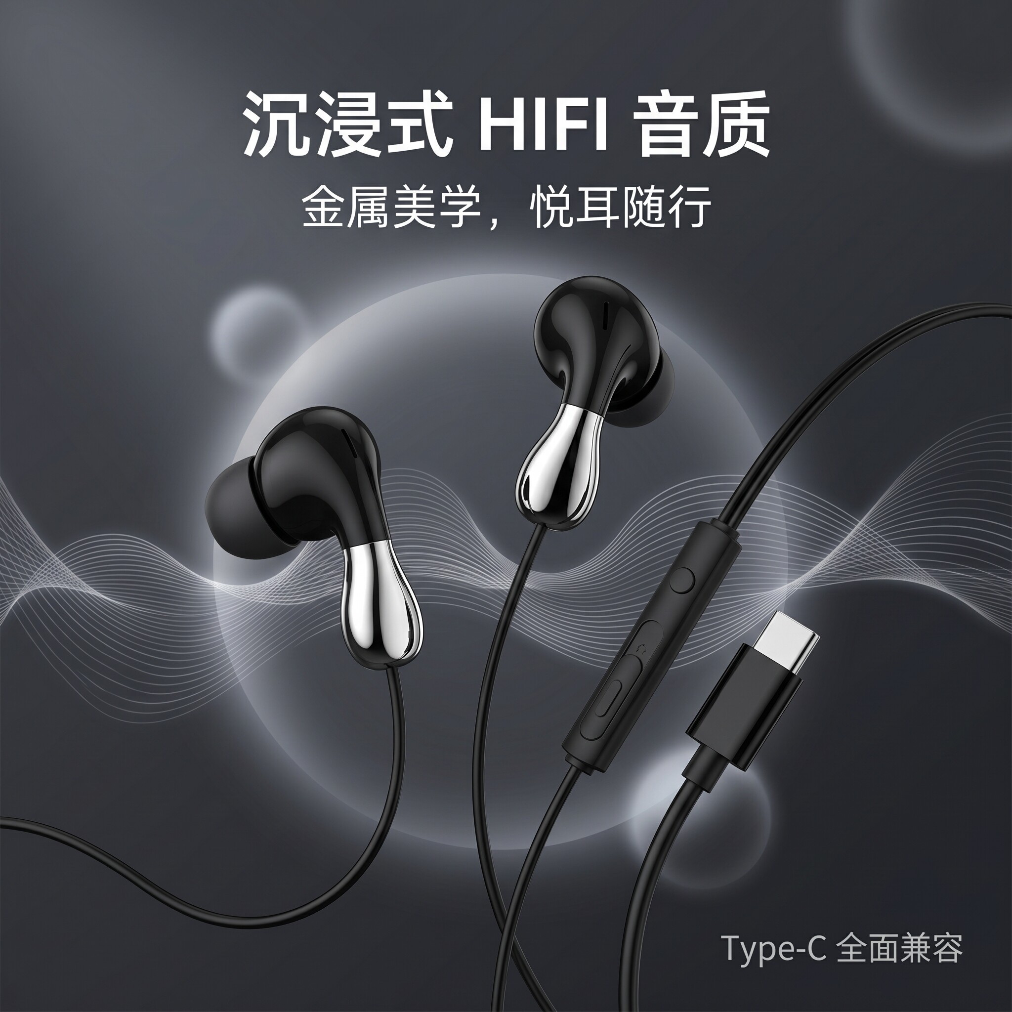 适用于华为耳机有线CM33半入耳式AM115/116高音质mate60typec口
