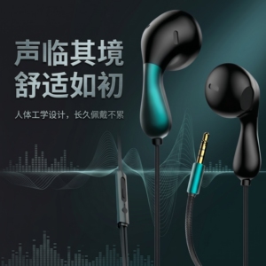 适用于华为OPPOvivo小米苹果手机Typec通用圆孔带麦入耳式耳机k歌